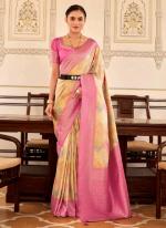 Soft Nylon Pink Party Wear Printed Saree